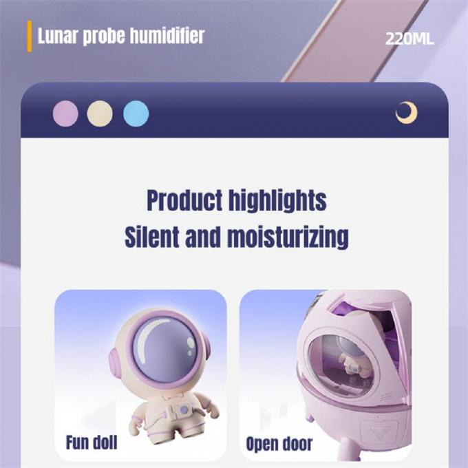 Ingrosso Cute Design Space Capsule Umidificatore USB Ricaricabile Mini Portatile Umidificatore d'aria ad ultrasuoni con luce a led 7
