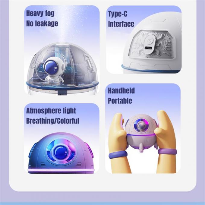 Ingrosso Cute Design Space Capsule Umidificatore USB Ricaricabile Mini Portatile Umidificatore d'aria ad ultrasuoni con luce a led 1