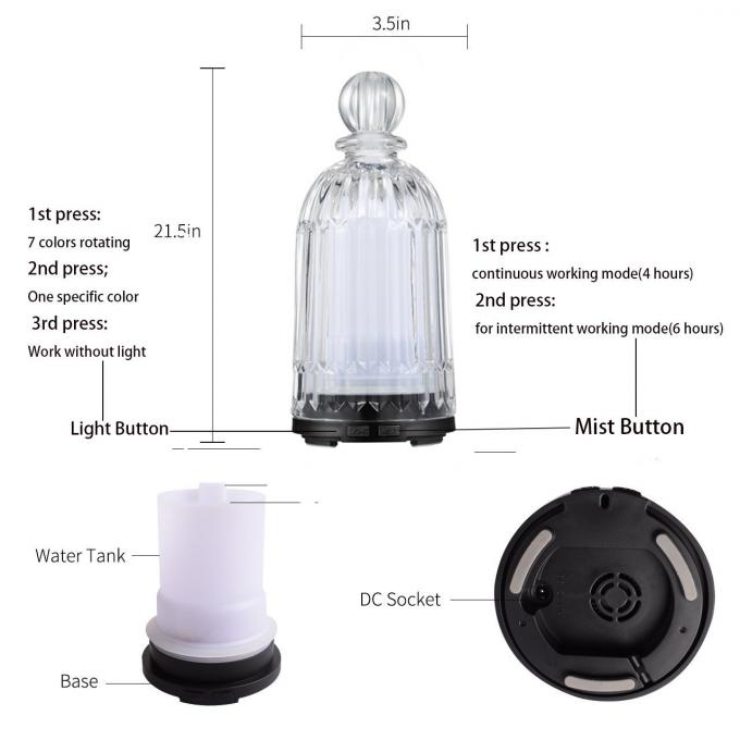HOMEFISH OEM Dropshipping Umidificatore di vetro multicolore da 120 ml Diffusore di olio essenziale Diffusore di profumo 15