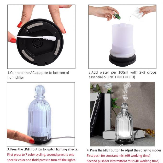 HOMEFISH OEM Dropshipping Umidificatore di vetro multicolore da 120 ml Diffusore di olio essenziale Diffusore di profumo 16