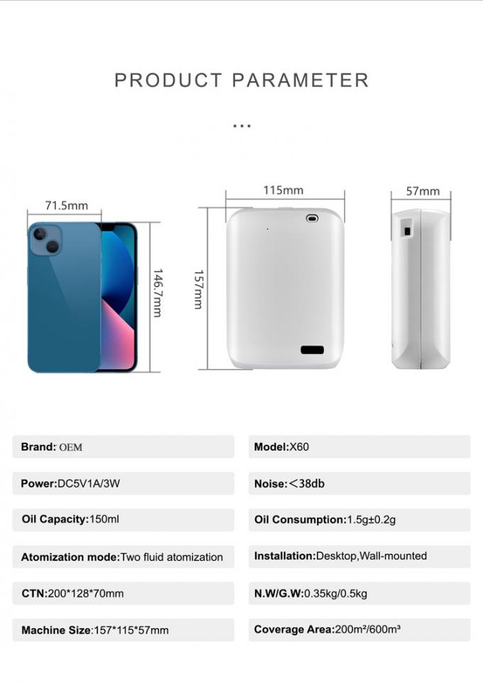 2023 Nuovo arrivo senza acqua Commerciale Plug In Hvac Aroma Diffuser 150Ml Bluetooth App Smart Aroma Diffusors Fragrance Diffuser 4