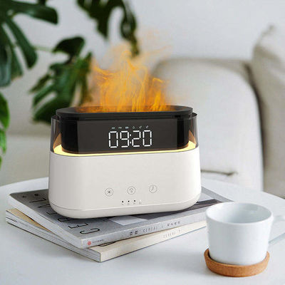 Buon prezzo LED Clock Flame Humidifier Flame Multifunctional Humidifier per Home Office Spa Yoga Diffusore di aroma di olio essenziale in linea