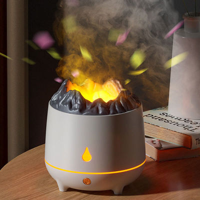 Buon prezzo Nuovo Mini Umidificatore d'aria a fiamma da 400 ml Diffusore di olio ad ultrasuoni Luce calda Simulato Fuoco vulcanico Diffusore di aroma Umidificatore in linea
